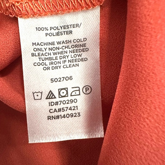 LOFT Women's Medium Coral/Orange Short Sleeve V-Neck Blouse Buttoned Relaxed - Picture 7 of 8